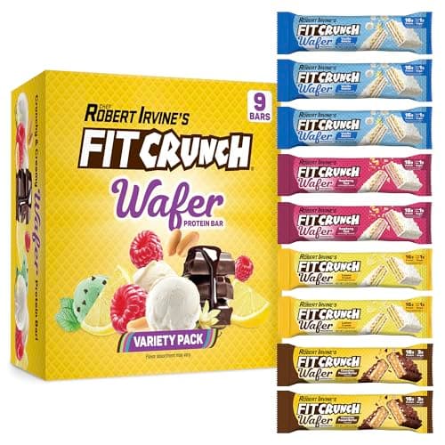 FITCRUNCH Wafer Protein Bars, 16g of Protein & 1-3g of Sugar (9 Bars, Variety Pack) - Image 1