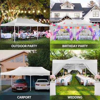 COBIZI 13x26 Pop Up Canopy with 6 Sidewall,Heavy Duty Canopy UPF 50+ All Season Wind Waterproof Commercial Outdoor Wedding Party Tents for Parties Canopy Gazebo with Roller Bag(13 x 26 ft White) - Image 6
