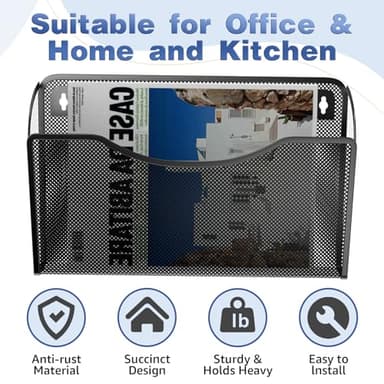 MINDEPOT Wall File Organizer,Hanging Wall Mounted File Folder Binder Holder Mail Organizer for Office,Home and School Supplies - Image 4