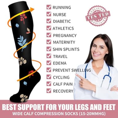 Bluemaple Compression Socks for Women & Men Circulation (6 Pairs) 15-20 mmHg is Best Support for Athletic Running Cycling - Image 5