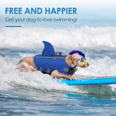 SUNFURA Dog Life Jacket Shark Life Vest for Dogs, Adjustable Swmming Vest with High Buoyancy, Safety Lifesaver with Rescue Handle for French Bulldog Small Medium Breeds, Dark Blue M - Image 6