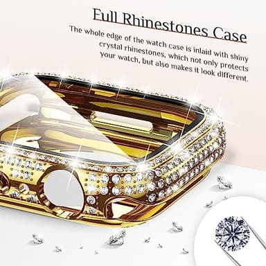 Goton 44mm Waterproof Bling Case for Apple Watch Screen Protector SE 3/2/1,Series 6/5/4 44 mm, Sparkling PC Front Bumper & Hollow Back for iWatch Cover, Splash-Resistant, Easy Install - Image 3