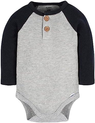 Gerber Baby Boys' Long Sleeve Henley Onesies (2 Pack - Image 5