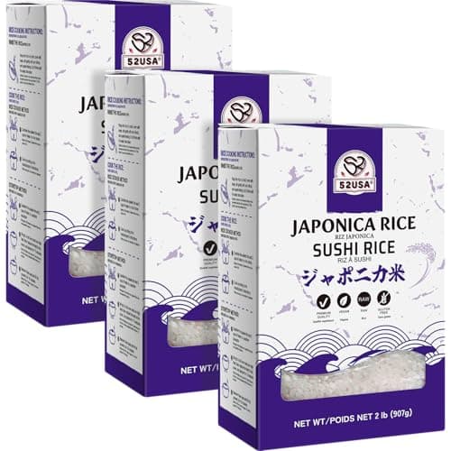 52USA Sushi Rice 2 Pound (Pack of 3), Premium Short Grain Rice 96 Ounce (2721g), Gluten-Free, Vegan, White Sticky Rice for Sushi and Japanese Food - Image 1
