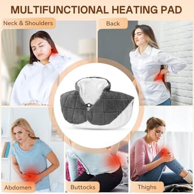 Heating Pad for Neck and Shoulders and Back, XHBDXDP 3.1lb Weighted Shoulder Heating Pads for Pain Relief, 24 x 20″ Neck Heating Pad with Tourmaline Beads, 5 Heat Settings, 4 Auto-Off - Image 6