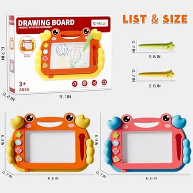 2 Pcs Magnetic Drawing Board, Magnet Doodle Board for Toddler Girls Boys 3 4 5 6 7 Year Old Kids, Montessori Preschool Educational Travel Toys Gift Etch A Colorful Sketch Magnet Erasable Writing Pad - Image 5