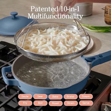 Our Place Always Pan 2.0-10.5” (2.6 Qt) Nonstick, Toxin-Free Ceramic Cookware | Patented 10-in-1 Aluminum Frying & Sauté Pan | Safe for Oven, Induction & All Cooktops up to 450°F | Blue Salt - Image 4
