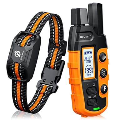 Bousnic Dog Shock Collar - 3300Ft Dog Training Collar with Remote for 5-120lbs Small Medium Large Dogs Rechargeable Waterproof e Collar with Beep (1-8), Vibration(1-16), Safe Shock(1-99) (Orange) - Image 1