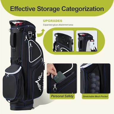 GoHimal 14 Way Golf Stand Bag, Golf Bags for Men with Stand,Top Dividers Ergonomic with 10 Pockets - Image 7