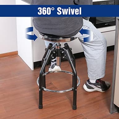WORKPRO Heavy Duty Adjustable Hydraulic Shop Stool,Garage Bar Stool, 29in to 33.86in, 330-Pound Capacity, Black - Image 6