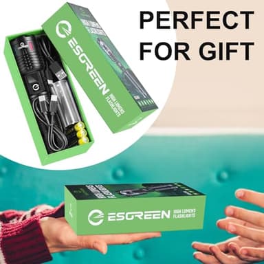 Esgreen Rechargeable Flashlights High Lumens 2000 Single 2 Modes, Super Bright LED Flashlight USB C Long Distance 3280ft, Powerful Long Lasting 10H Heavy Duty Strong Flash Light for Camping Hiking - Image 3