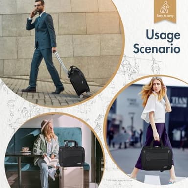 Lekebobor Rolling Laptop Bag - Laptop Briefcase on Wheels for Women/Men Fits Up to 15.6Inch Rolling computer Bags Water Resistant for Travel Work and Business (Black) - Image 3