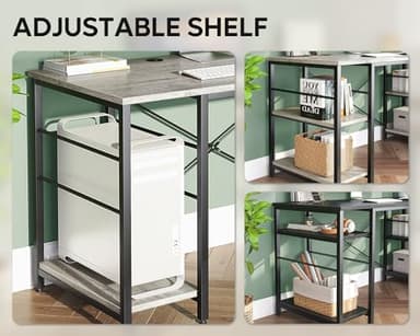 Bestier L Shaped Desk, 95.2 Inch Reversible Corner Computer Desk with Shelves, 2 Person Long Table for Home Office, Large Writing Storage Workstation with 3 Cable Holes, Rustic Brown, Grey Oak - Image 5