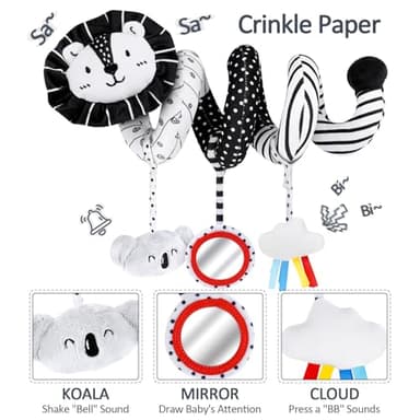 Joyreal High Contrast Baby Toys for Newborn, Black and White Baby Sensory Toys with Car Seat Toys,Infant Toys with Black White Cards Book, Montessori Toys for Baby Gifts - Image 2