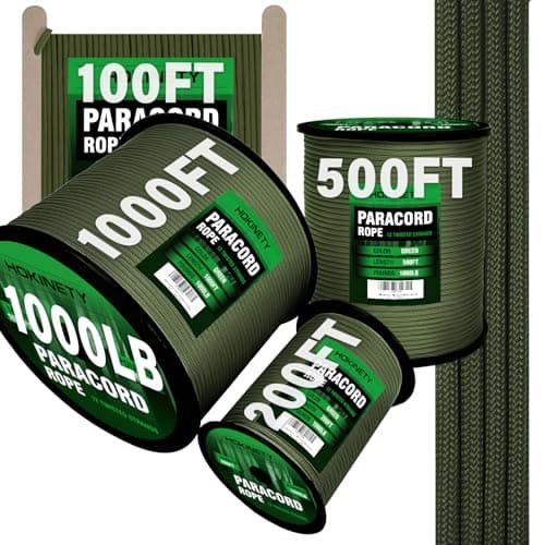 1000Ib Paracord Rope - 100ft / 200ft / 500ft / 1000ft 4mm,12 Strand Parachute Spool Cord,para Cord Lanyard for Camping,Hammock,Clothsline,Hiking,Fishing,Survival braceletand Survival - ArmyGreen 100FT - Image 1