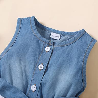 Toddler Girl Clothes Dress Outfit 2T Girl Clothes 3T Ruffle Little Girls Dress Denim Sleeveless Summer Butterfly Sundress 2 3 Year Old Girl Outfits - Image 4