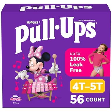 Pull-Ups Girls' Potty Training Pants, Size 4T-5T Training Underwear (38-50 lbs), 56 Count - Image 1
