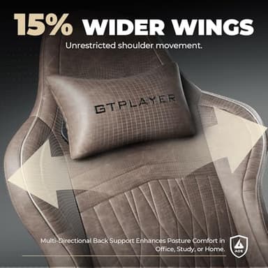 GTPLAYER ACE-PRO Music Gaming Chairs – Built-in Speakers, App Support & Bluetooth Control, Footrest & Pocket, Gamer Chair for Adults, Light Brown - Image 7