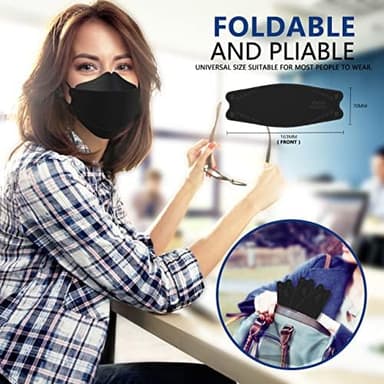 LEVENIS KN95 Face Masks 100 Pack, Breathable Comfortable and Disposable KN95 Mask, Black - Image 6