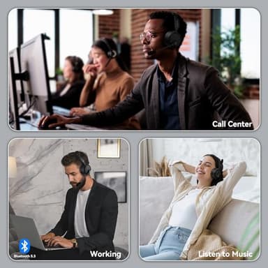 LEVN Bluetooth Headset with Microphone, Wireless Headset with Mic & Mute Button, 60 Hrs Working Time, Noise Cancelling Bluetooth Headphomes 5.3 Multipoint Connect to Cell Phone/Mobile/Laptop/Tablet/PC - Image 7