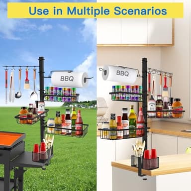 Concons Griddle Caddy Organizer for Blackstone Griddle Accessories, BBQ Grill Picnic Utensil Condiment Caddy with Paper Towel Holder, Outdoor Kitchen Accessories for Camper - Image 5