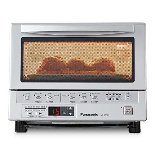 Panasonic FlashXpress Toaster Oven Countertop, 4-Slice Compact Size with Double Infrared Heating, 6 Auto Cook Options and Precise Temperature Control, 1300W - NB-G110P (Silver) - Image 1