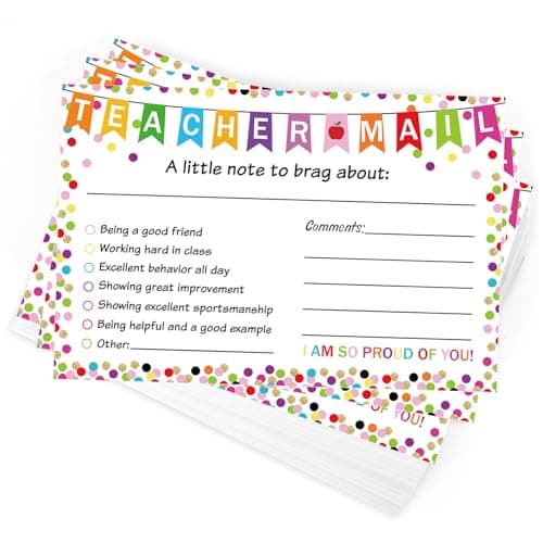 50Pcs Teacher Mail Notes to Parents, Happy Mail Postcards Preschool Elementary Classroom Must Haves, Good Behavior Incentive Motivational Cards to Send Home for Kindergarten School Teacher Supplies - Image 1
