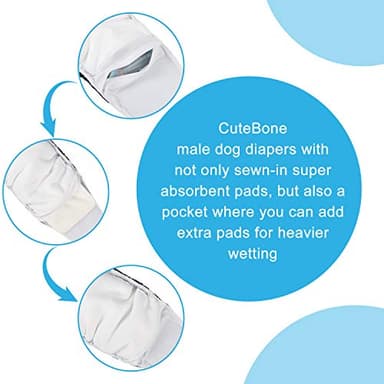 CuteBone Belly Wrap Male Dog Washable Puppy Diapers Reusable Doggie Diapers Medium 3pcs a Pack DM02M - Image 5