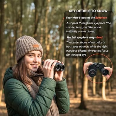 Hontry Binoculars for Adults and Kids, 10x25 Compact Binoculars for Bird Watching, Theater and Concerts, Hunting and Sport Games - Image 7