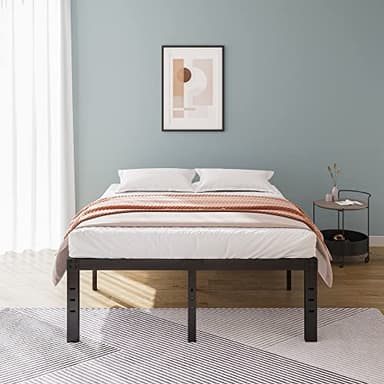 Neslime 18 Inch High Queen Bed Frame No Box Spring Needed, Heavy Duty Metal Platform Bed Frame Queen Size for Heavy People, Easy Assembly, Noise Free, Black - Image 2