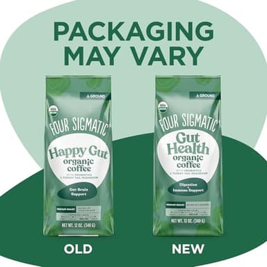 Four Sigmatic Gut Health Organic Ground Coffee | Medium Roast, Immune Boosting Probiotic Mushroom Coffee with Chaga & Turkey Tail for Gut Health & Immune Support | 12oz Bag - Image 3