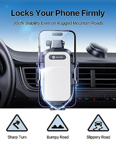 andobil Car Phone Holder Mount (Bumpy Roads Friendly) Military-Grade Phone Holders for Your Car Dashboard Windshield Air Vent Cell Phone Car Mount for iPhone 16 Pro Max 15 14 13, Samsung Silver - Image 4