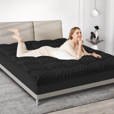 Dual Layer 3 Inch Memory Foam Mattress Topper California King Size, 2 Inch Gel Memory Foam Plus 1 Inch Cooling Pillow Top Mattress Pad Cover, with 8-21 Inch Deep Pocket, Black - Image 7