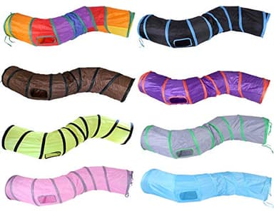iCAGY Cat Tunnel for Indoor Cats Interactive, Rabbit Tunnel Toys, Pet Toys Play Tunnels for Cats Kittens Rabbits Puppies Crinkle Pop Up Rainbow 47" Shape S - Image 6