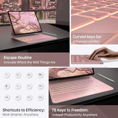 typecase Keyboard Case for iPad Air 13(M3 2025 / M2 2024) and iPad Pro 12.9 (6th, 5th, 4th, 3rd Gen),Magic Keyboard, Easy-Set Magnetic Stand,Multi-Touch Trackpad, 11 Colors Backlight,Rose Gold - Image 7