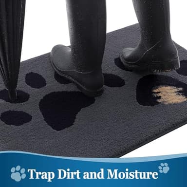 Buganda Dog Door Mat for Muddy Paws, Absorbent Dirt Trapper Washable Indoor Doormats, Non Slip Low-Profile Mud Mat for Dogs, Front Entrance Doormat for Inside Floor (30x20 Inches, Black) - Image 3