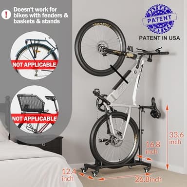 Sttoraboks Vertical Bike Stand, Freestanding Indoor Bike Storage Rack Upright Bicycle Floor Stand Indoor Bike Holder with Adjustable Height for Garage & Apartment - for Wheels Sizes up to 29” - Image 3