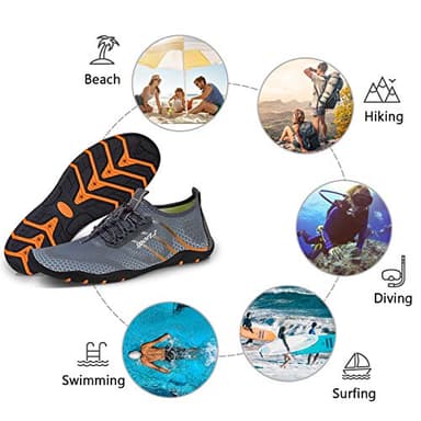 WateLves Water Shoes Mens Womens Beach Swim Shoes Quick-Dry Aqua Socks Pool Shoes for Surf Yoga Water Aerobics (Fluorescent Dark Gray, 42) - Image 6