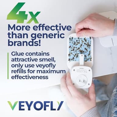 VEYOFLY Fly Trap Indoor, Fruit Fly Traps for Indoors Flying Insect (2 Device + 6 Refills) Gnat Traps for House Indoor, Bug Zapper Indoor, Gnat Killer Catcher & Fruit Fly Killer Light Plug in - Image 5