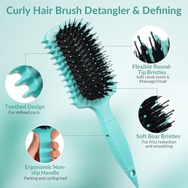 Curl Defining Brush, Curly Hair Brush Products for Effortlessly Detangling Shaping and Styling Women's Men's Curls on All Wet or Dry Hair Types, Reduces Frizz - Image 2