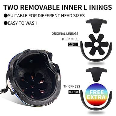 JeeFree Adjustable Gradient Color Skateboard Helmet for 3-5-8-14+Ages【Toddler Kids Youth Adult】 Girls Boys Woman.Bike Helmet for Multi-Sports Cycling Bicycle Scooter Inline Roller Skate Rollerblading - Image 6