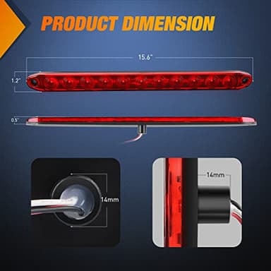 Nilight LED Trailer Light Kit Square Stop Turn Tail Red Amber Side Marker lights Third Brake ID Bar for 12V Utility Boat Camper RV Trucks Marine Snowmobile - Image 2