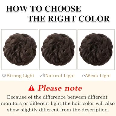MORICA Messy Bun Hair Piece Curly Fake Hair Bun Scrunchies Extensions Synthetic Chignon Updo Hairpieces for Women Dark Brown - Image 9