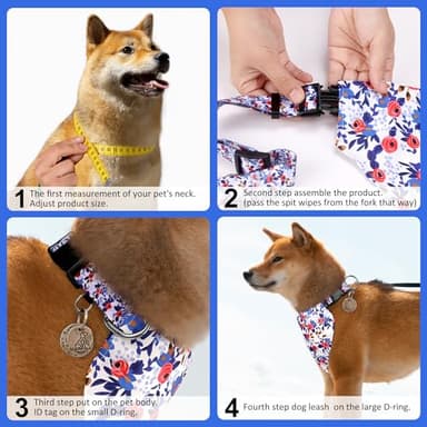 Dog Collars and Bandanas - Soft Adjustable Fancy Floral Boys Girls Puppy Collar for Small Medium Large Dogs. - Image 7