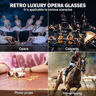 BOSTRON 3X25 Opera Glasses Binoculars Compact with Adjustable Handle & Chain, Portable Vintage Theater Glasses Mini Binoculars for Adults Women Kids for Music Concerts Opera Houses Cinema（White） - Image 5