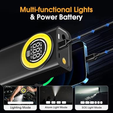 Tire Inflator Portable Air Compressor,150 PSI Cordless Air Pump for Car Tires with Digital Pressure Gauge & LED Light,5X Faster Portable Tire Inflator for Car,Motorcycle,Bike,Ball - Image 6