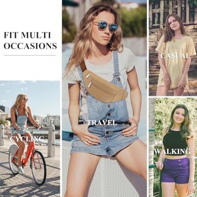 Fanny Pack Shoulder Sling Bag for Men Women, Crossbody Bag for Travel Running Fitness Workout Khaki Waist Pack with Adjustable Straps - Image 7