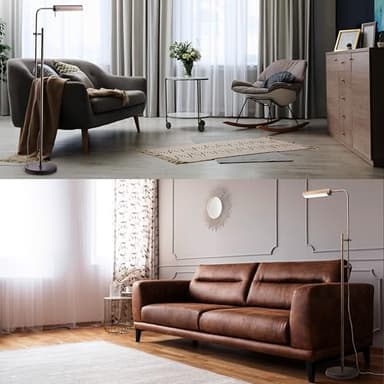 O'Bright Cedric Adjustable Pharmacy Floor Lamp - Industrial Design for Reading, Crafting, Work - 10W LED, Height 45-61 inches - Ideal for Living Room, Bedside, Office - Antique Brass (Gold) - Image 2