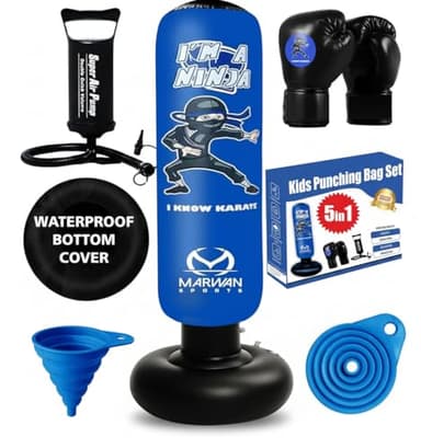 Marwan Sports Inflatable Punching Bag for Kids – 5-in-1 Birthday Set with Gloves, Pump & Fast Rebound – Fun Active Toy for Boys Ages 4-12 - Image 9