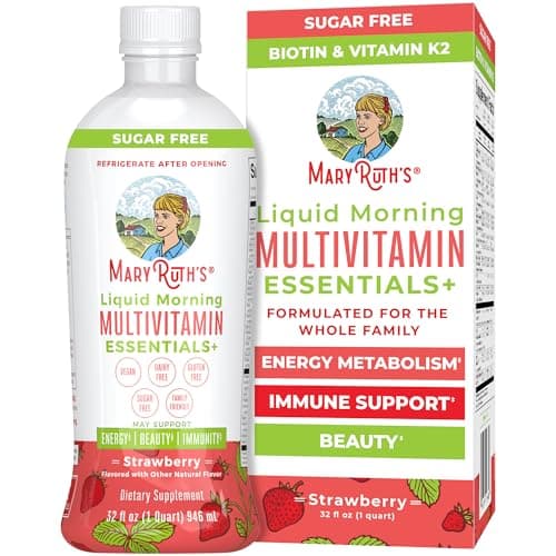 MaryRuth Organics Liquid Morning Multivitamin Essentials+ | Vitamin A C D E B6 B12 Biotin Zinc | Men's & Women's | Immune Support | Beauty | Sugar Free | Vitamins for Ages 1+ | Vegan | 32 Fl Oz - Image 1
